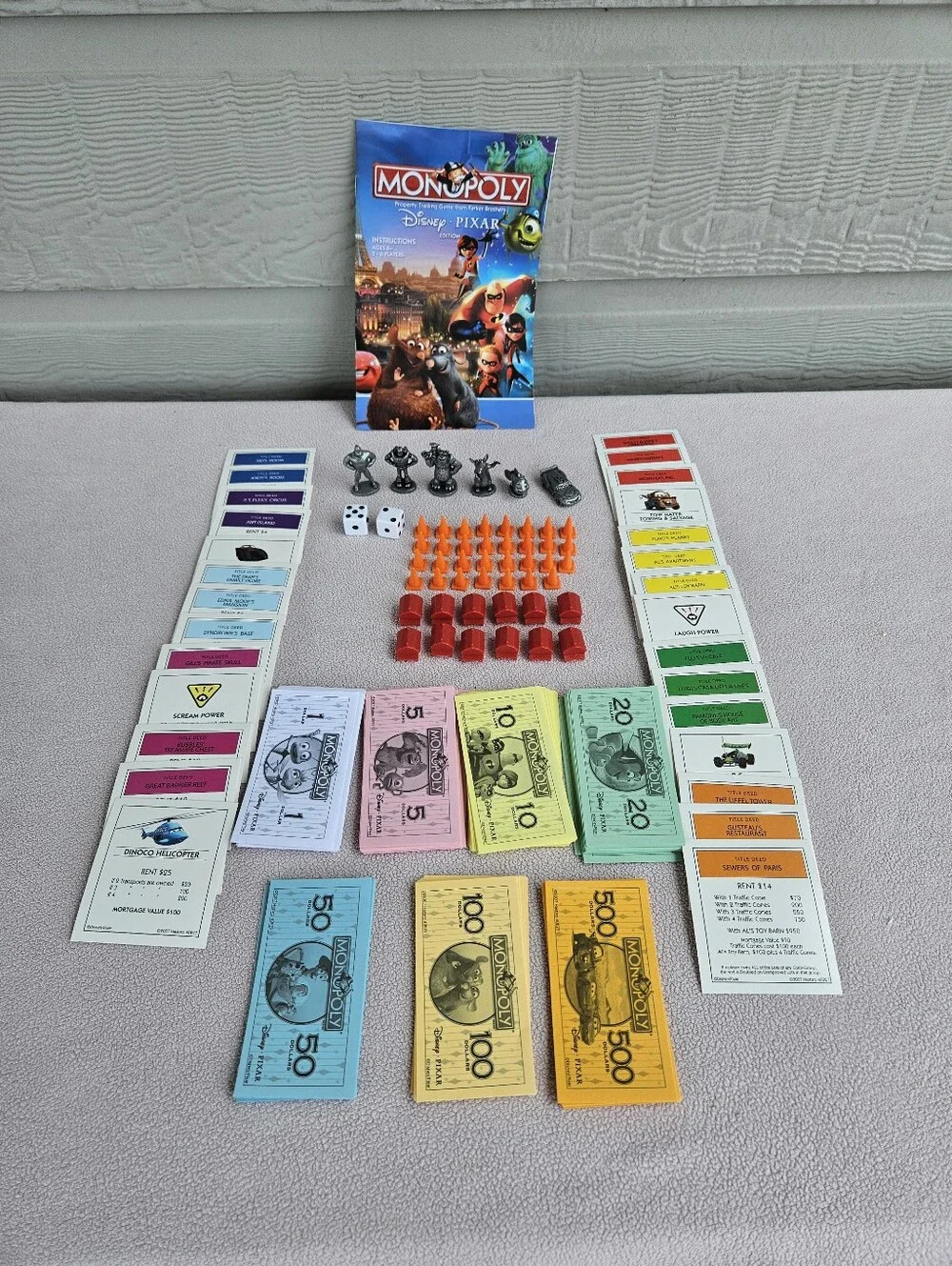 Monopoly Disney Pixar Edition Pewter 6 Playing Tokens Cones Replacement Parts